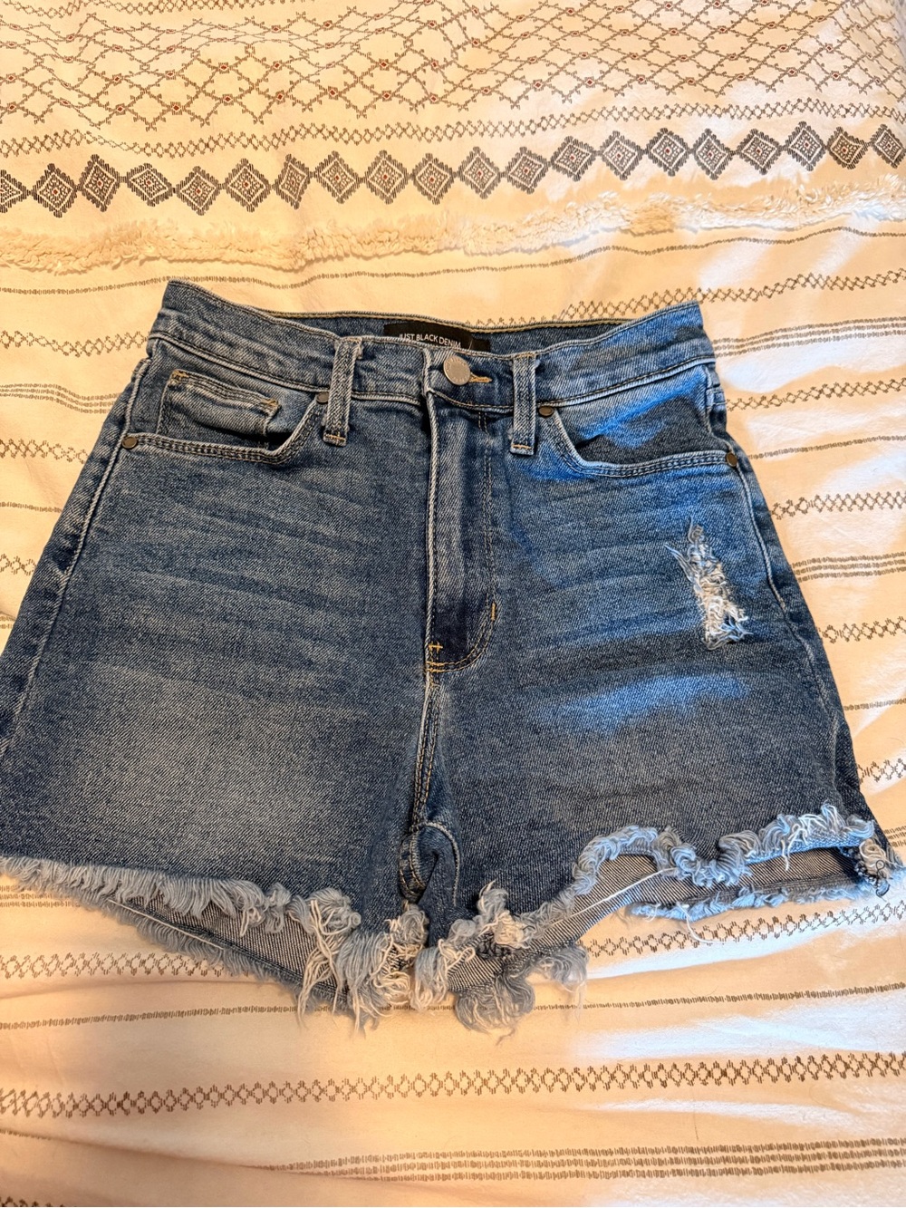 Just Black Distressed Blue Jean Shorts